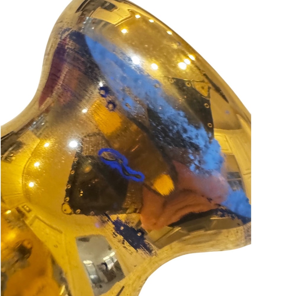 Vintage Cobalt Blue‎ Glass Vase with Gold Encrusted Floral Filigree 5.25in - Picture 9 of 10